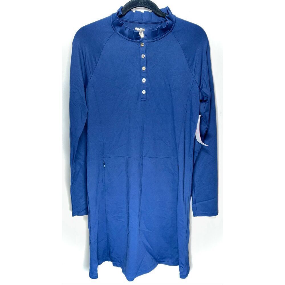 Lilly Pulitizer Luxletic Hutton Polo Dress Navy Blue size Large 10-3